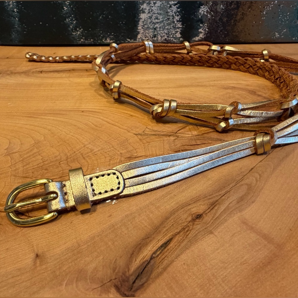 Belt - Metallic Gold Braided, Women’s‎ size S/M - Picture 2 of 11